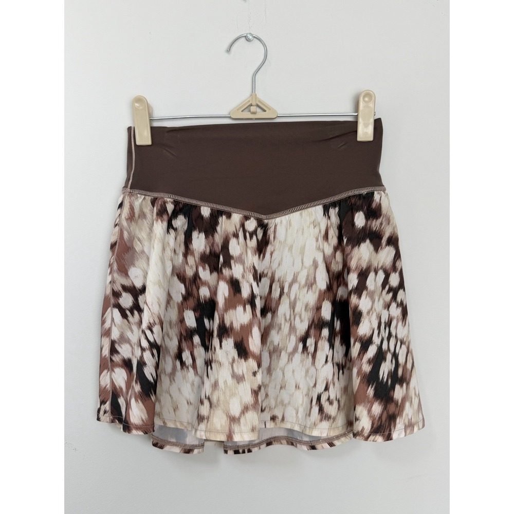 Offline By Aerie Brown Cream Print Skort Skirt Athletic Activewear Size Small